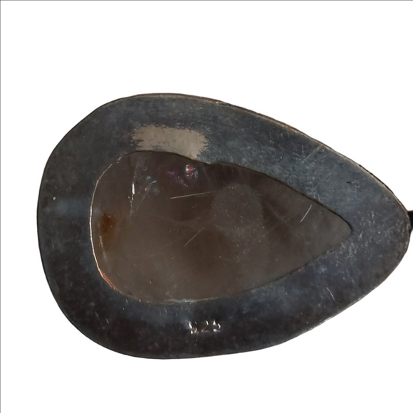 Elegant Quartz Teardrop Pendant Silver Necklace - Picture 3 of 8